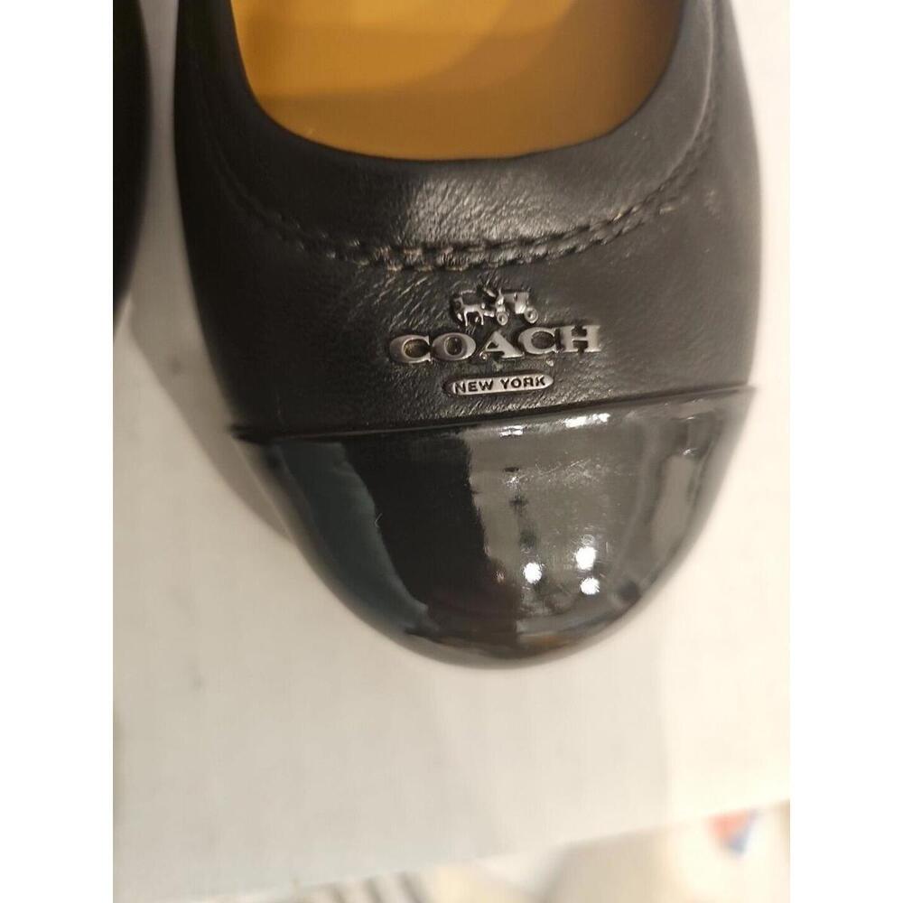 COACH Women's Ballet Flat Black Leather, Patent Toe Cap Size 8 B - Picture 6 of 6